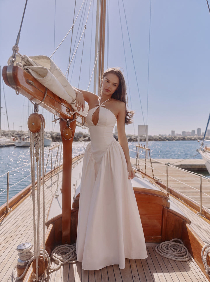 Lilli Halter Anahtar Deliği Pamuk Midi Elbise - Pudra Pembe - Pudra Pembe detay 1