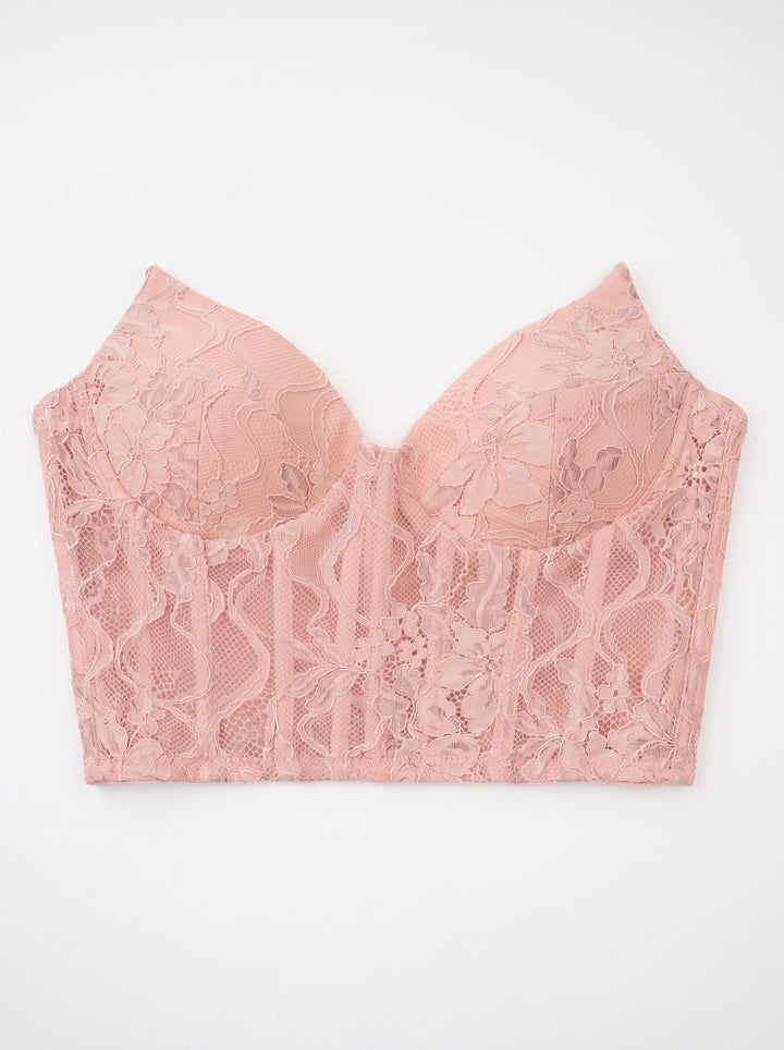 Ulrique Korse Dantelli Tül Maksi Elbise - Pembe - Pembe detay 2