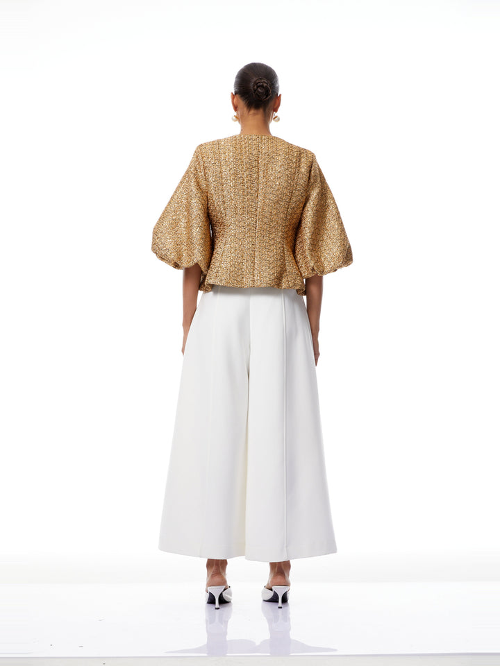 Clothilde Payetli Tüvit Peplum Ceket - Gold - Gold detay 2