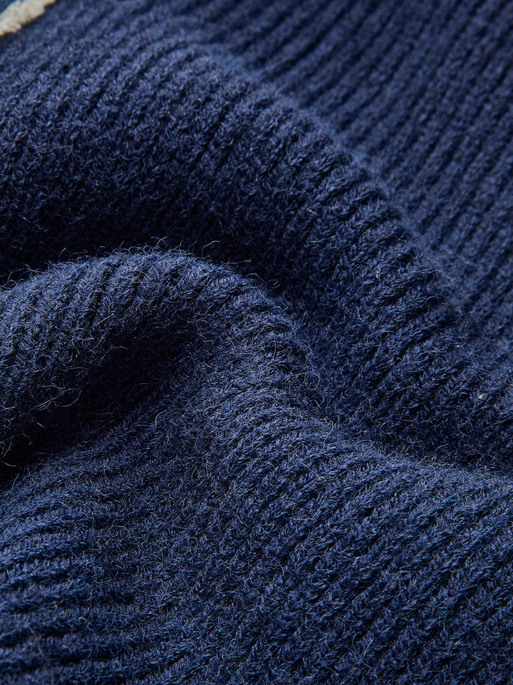 Denim Panel Detaylı Düğmeli Triko Üst - Mavi detay 3