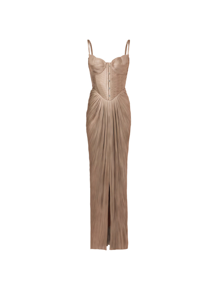 Nicoletta Pileli Korse Maksi Elbise - Gold - Gold detay 3