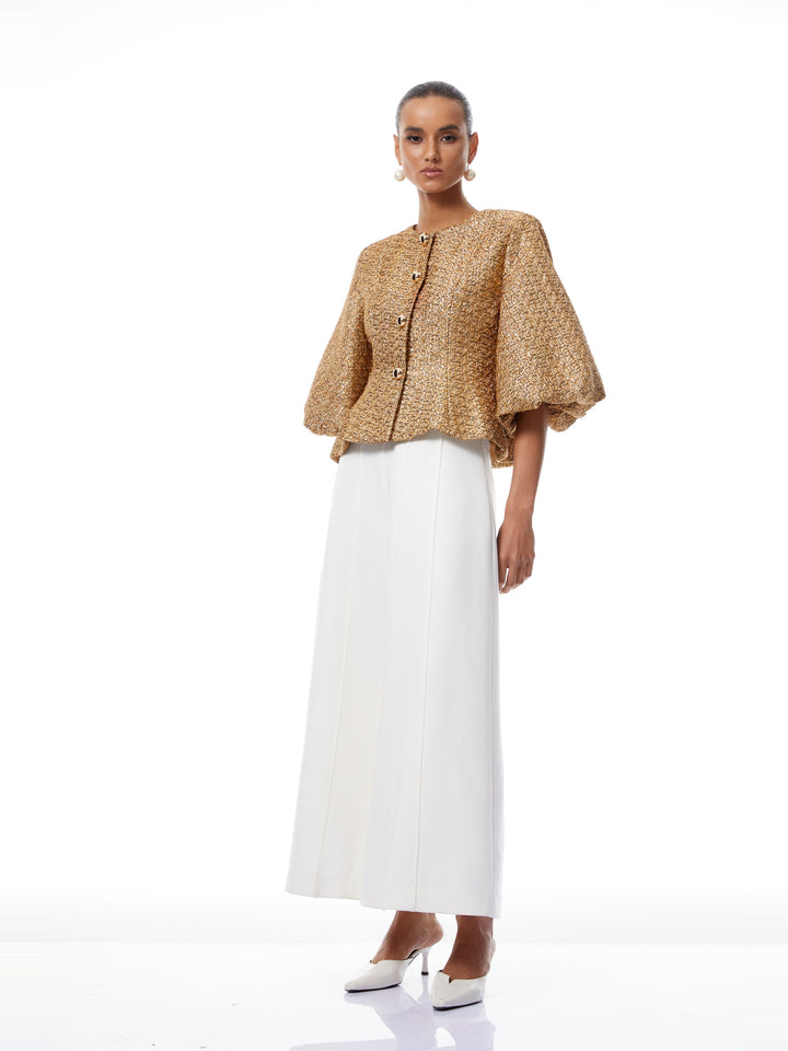 Clothilde Payetli Tüvit Peplum Ceket - Gold - Gold detay 3