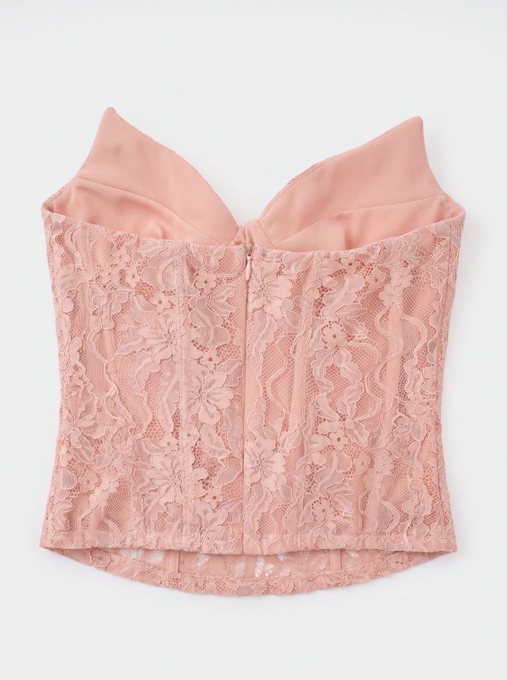 Ulrique Korse Dantelli Tül Maksi Elbise - Pembe - Pembe detay 4