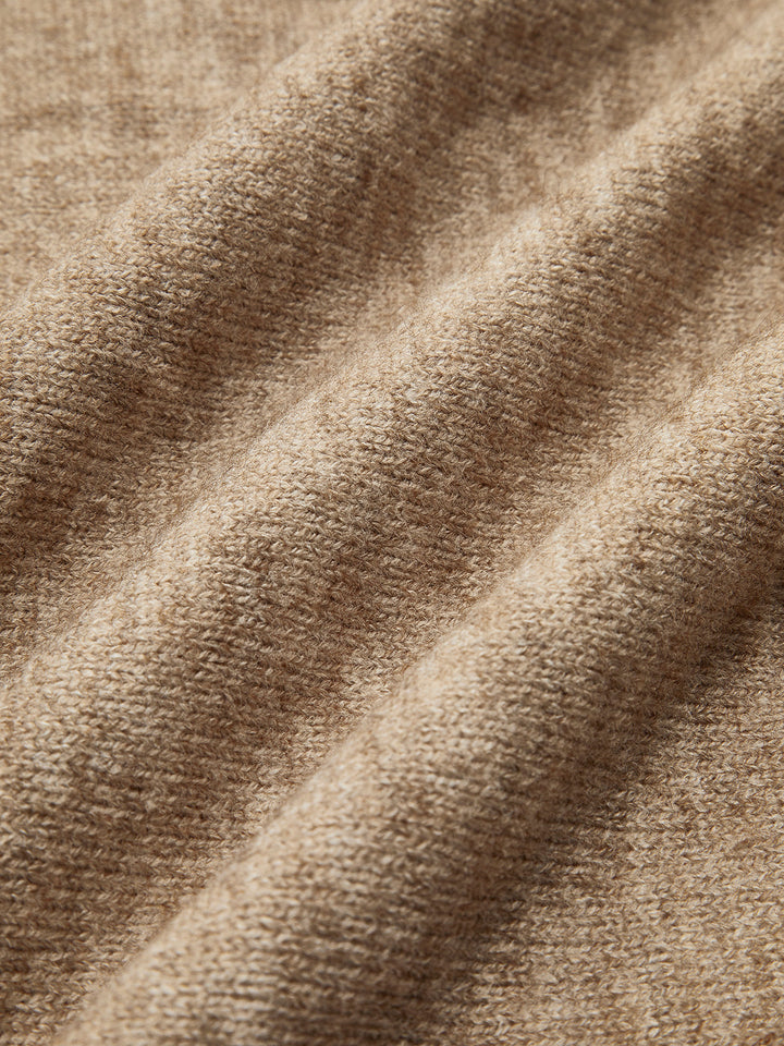 Boğazlı Oversize Triko Üst ve Pantolon Takımı - Camel detay 5