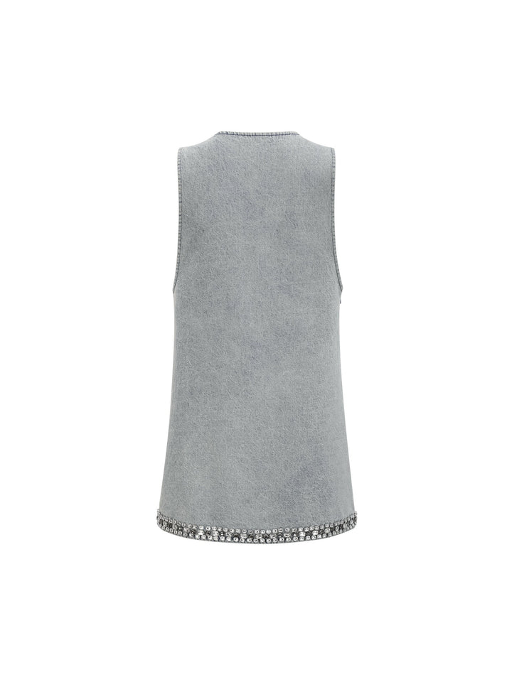Daphné Taşlı Kolsuz Denim Mini Elbise - Bebe Mavi - Bebe Mavi detay 5