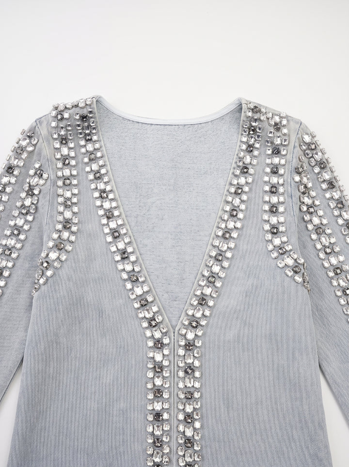 Daphné Taşlı Kolsuz Denim Mini Elbise - Bebe Mavi - Bebe Mavi detay 6