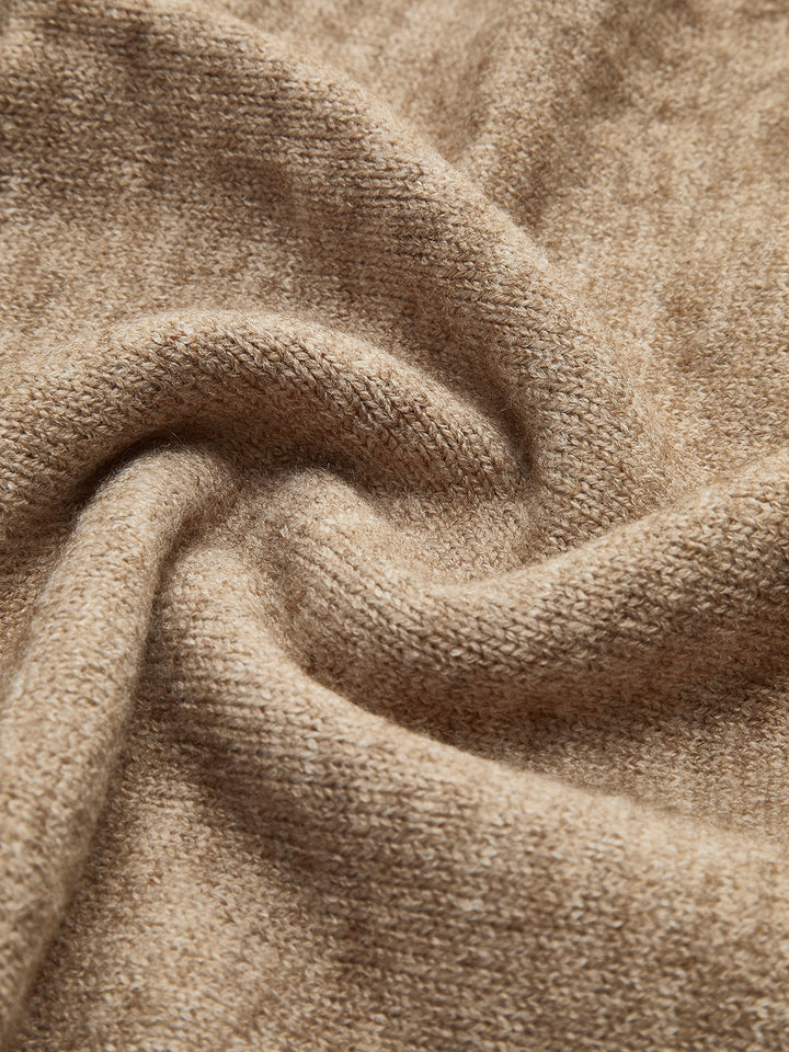 Boğazlı Oversize Triko Üst ve Pantolon Takımı - Camel detay 6