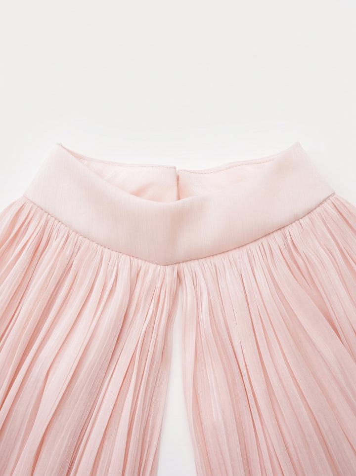 Bernice Pelerinli Saten Mini Elbise Takımı - Pembe - Pembe detay 7
