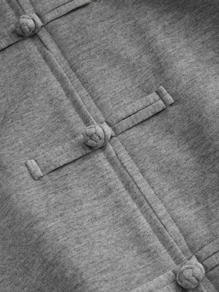 Boğum Düğmeli Dik Yaka Oversize Sweat Ceket - Gri detay 8