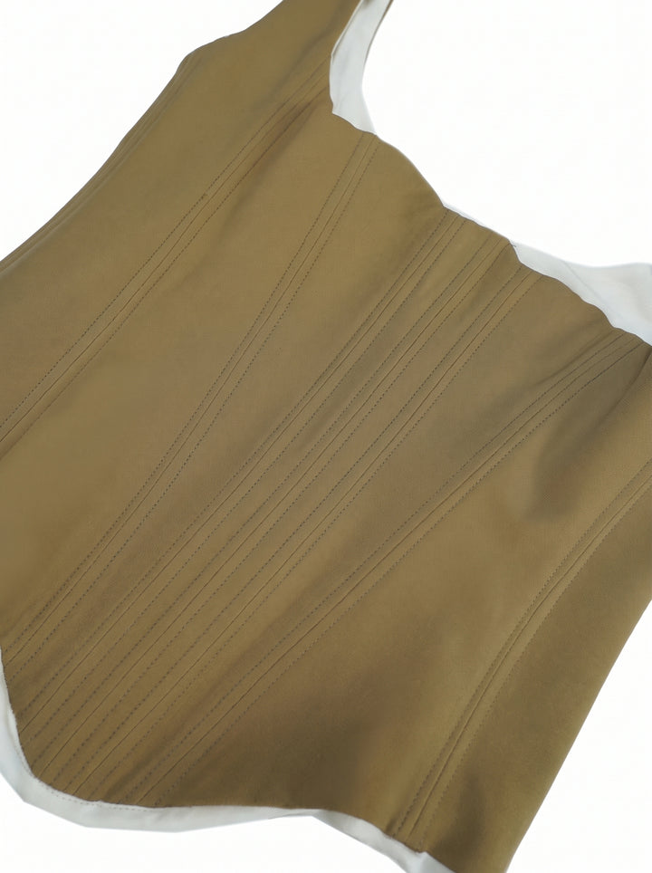 Yasmine Panel Detaylı Büstiyer Mini Elbise - Kahverengi - Kahverengi detay 9