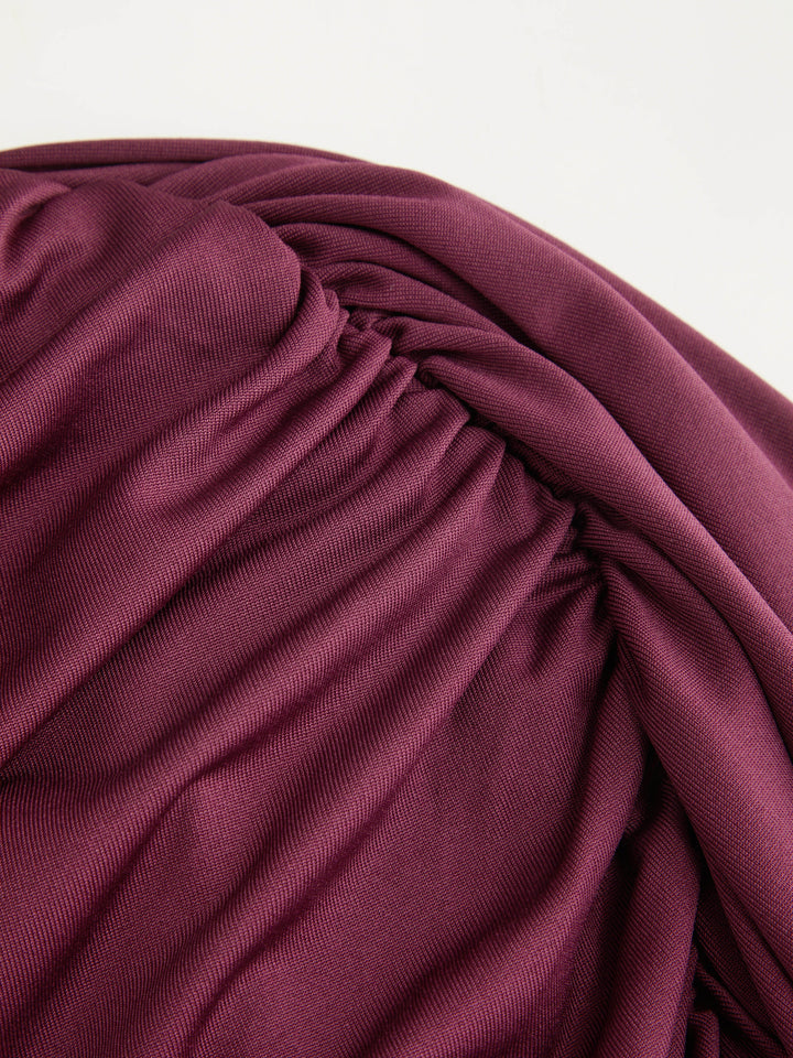 Pelerin Kollu Drapeli Body - Bordo - Bordo detay 9