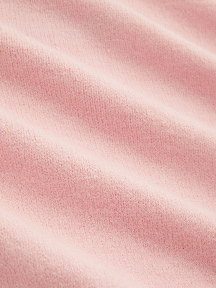 Geyik Desenli Balon Kollu Oversize Triko Kazak - Pembe detay 2