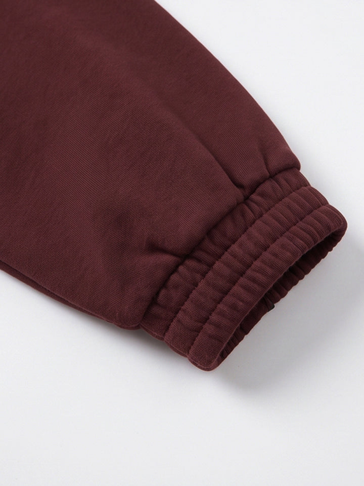 Boğum Düğmeli Dik Yaka Oversize Sweat Ceket - Bordo detay 4