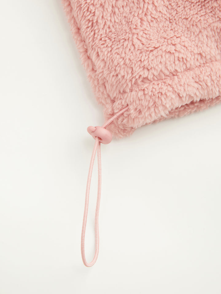 Goblen Kedi Desenli Yarım Fermuarlı Polar Sweatshirt - Pembe detay 2