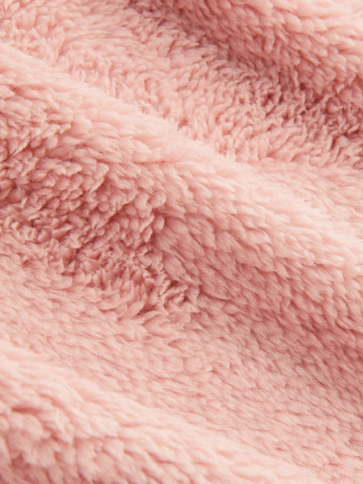 Goblen Kedi Desenli Yarım Fermuarlı Polar Sweatshirt - Pembe detay 3