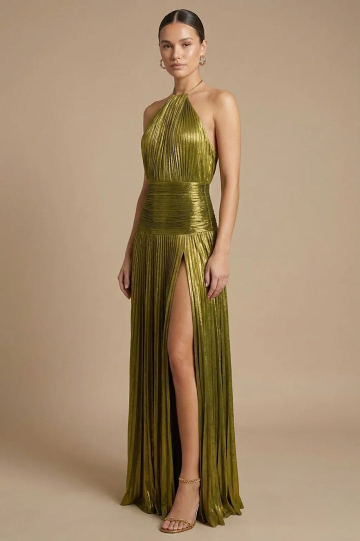 Halter Yaka Maxi Abiye Elbise