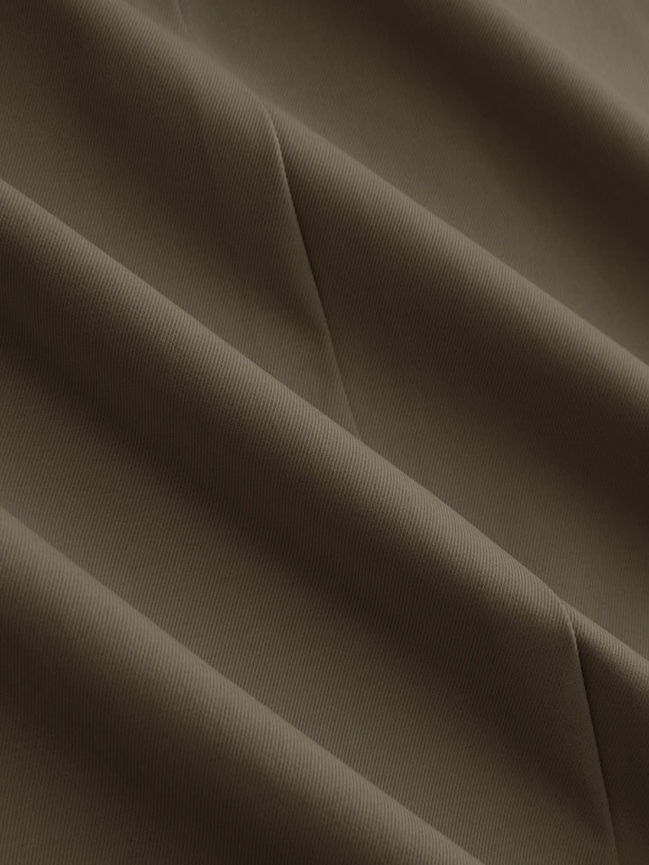 Pelerin Yakalı Kruvaze Kuşaklı Asimetrik Trençkot - Haki Yeşili detay 2