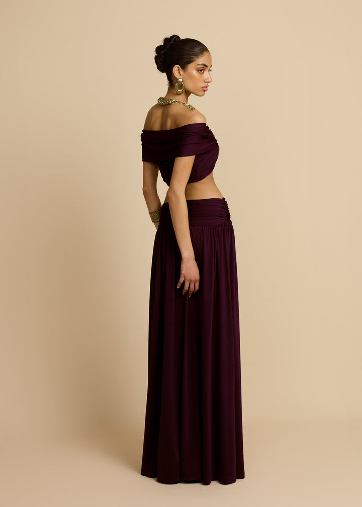 Alessia Omuz Açık Crop Bluz - Mürdüm - Mürdüm detay
