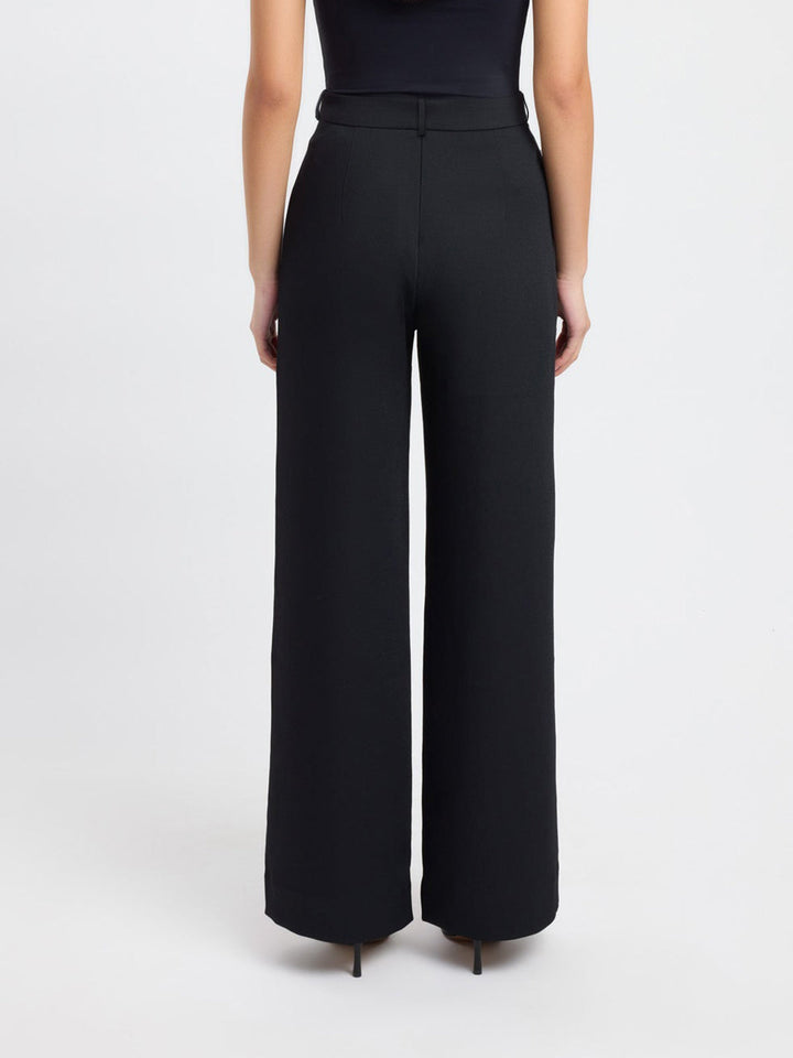 Paça Detay Dokuma Uzun Pantolon Siyah Regular Fit Görsel 4 - SvelteChic