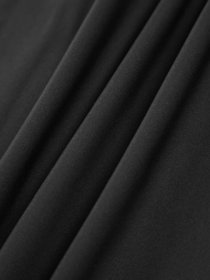 Asimetrik Tek Omuz Kolsuz Kısa Üst Siyah Kombin - SvelteChic