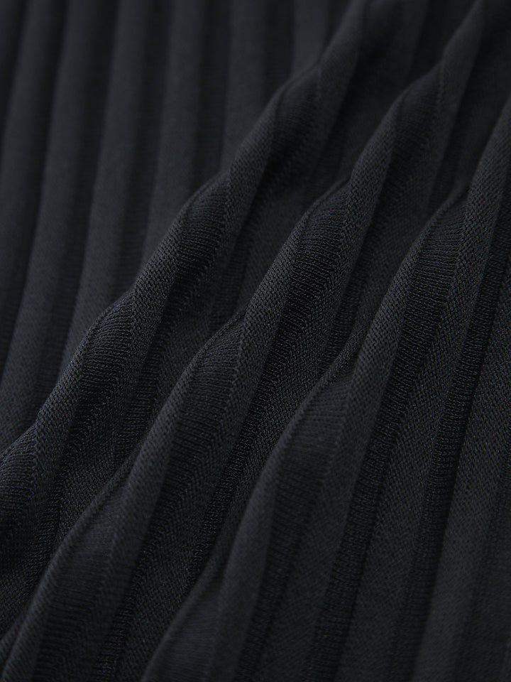Pileli Triko Yelek Siyah Slim Fit Görsel 4 - SvelteChic