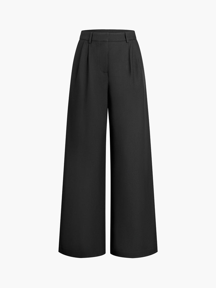 Kemersiz Geniş Paça Pantolon Beyaz Regular Fit Görsel 6 - SvelteChic