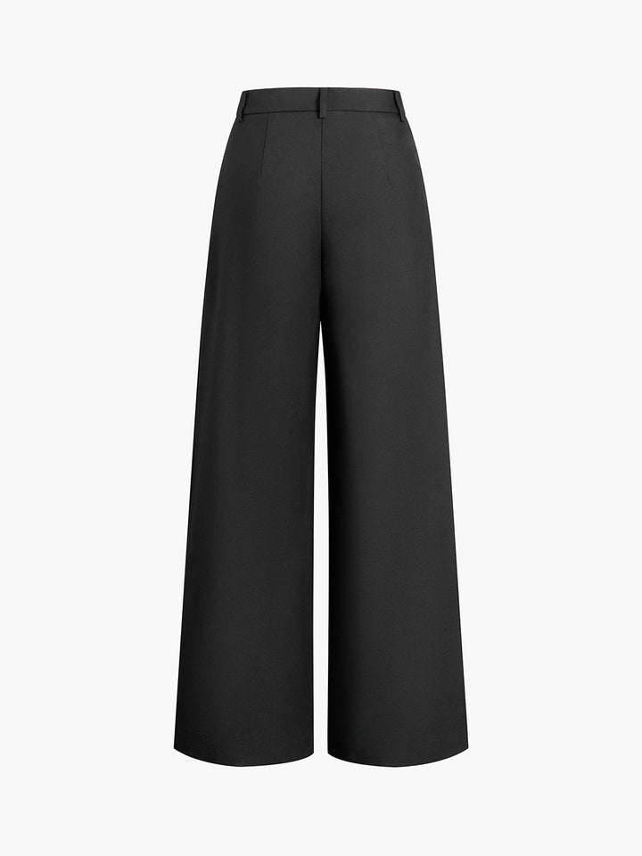 Kemersiz Geniş Paça Pantolon Beyaz Regular Fit Görsel 7 - SvelteChic