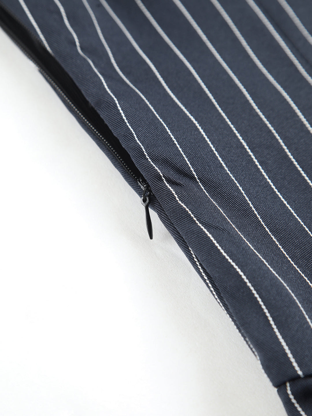 İnce Çizgili Tüp Kısa Pileli Elbise Mavi