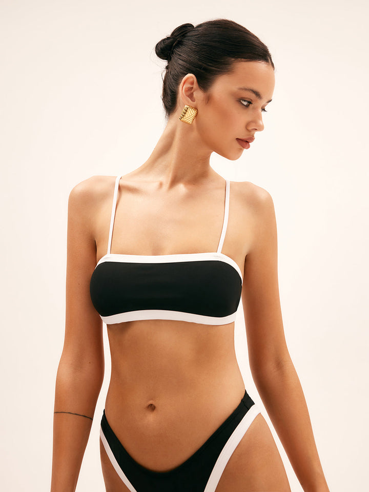 Kontrast Bağlamalı Bikini Takımı Yeşil Beyaz Görsel 5 - SvelteChic