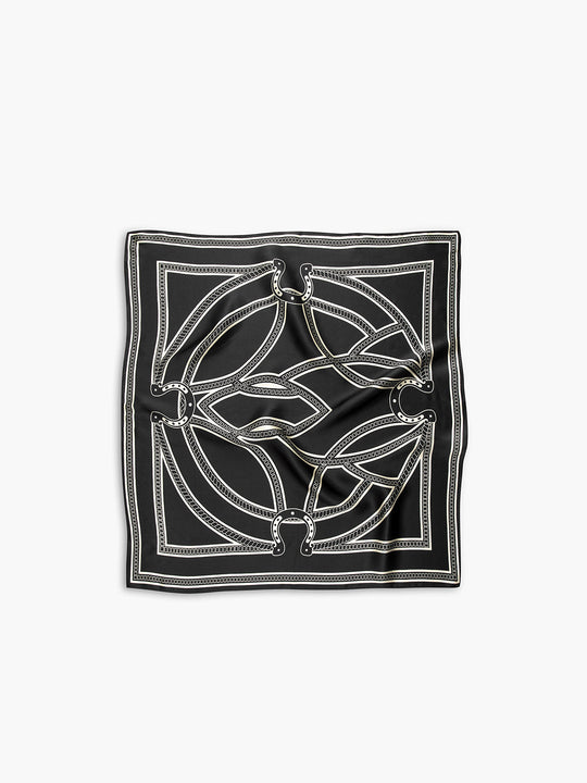 İpek Totem Eşarp Siyah Geometrik Desen 65x65cm Detay Görünüm - SvelteChic
