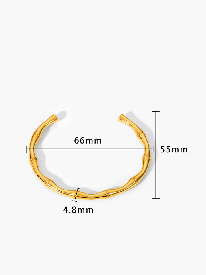 Altın Açık Bambu Bileklik Titanyum Çelik Minimalist Kombin - SvelteChic