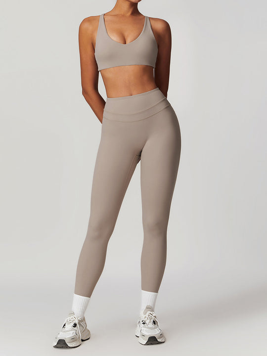 Yüksek Bel Spor Tayt Skinny Kesim Gri Detay Görünüm - SvelteChic
