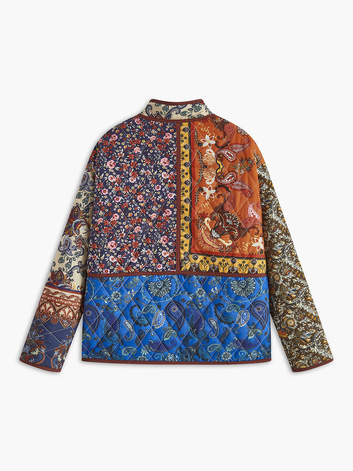 Patchwork Baskılı Uzun Kol Ceket Çok Renkli Oversize Görsel 6 - SvelteChic
