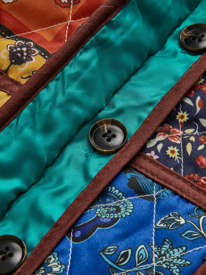Patchwork Baskılı Uzun Kol Ceket Çok Renkli Oversize Görsel 8 - SvelteChic