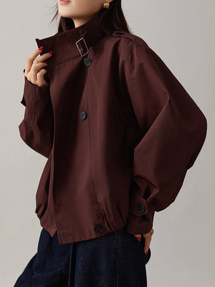 Eski Tarz Bol Trençkot Bordo Uzun Kol Görsel 5 - SvelteChic