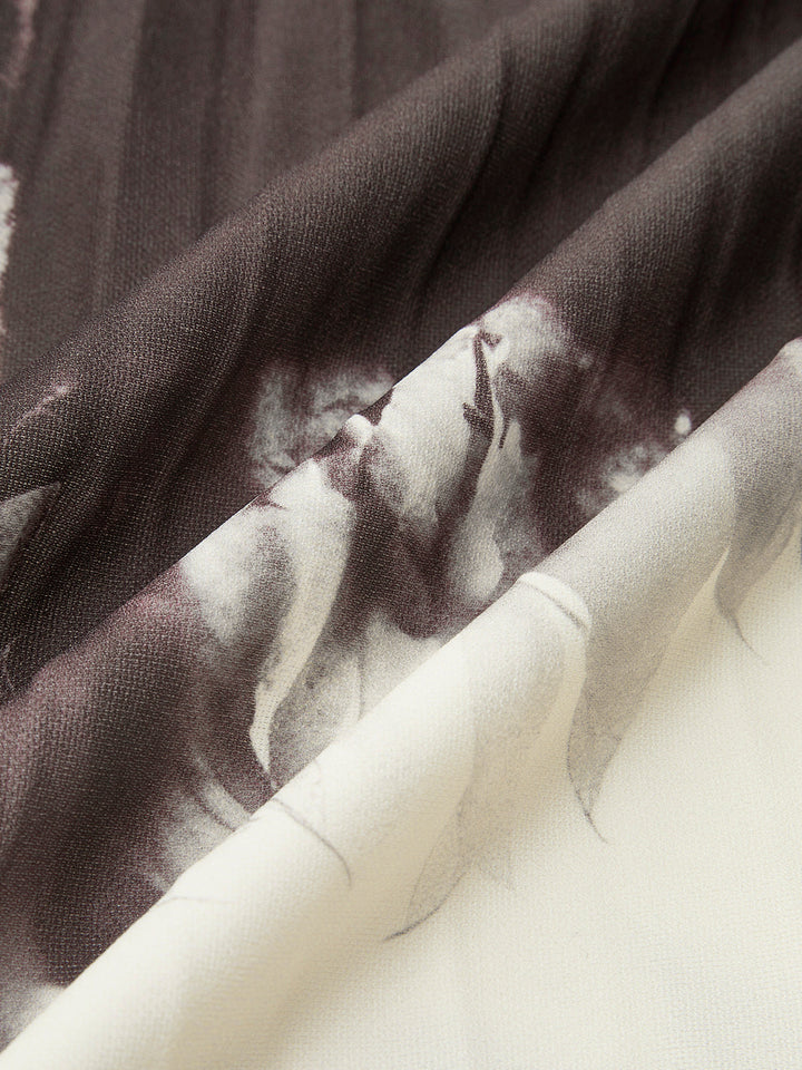 Vintage Tie Dye Fırfırlı Midi Etek Haki Orta Bel Görsel 4 - SvelteChic