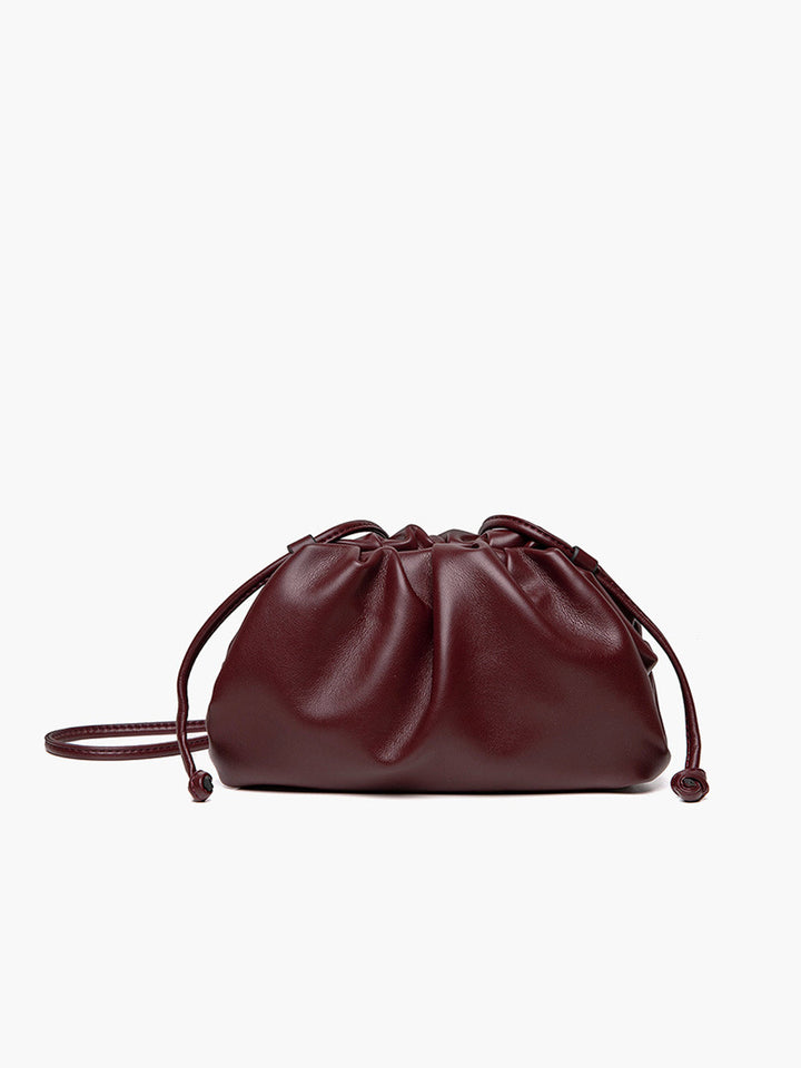 Büzgülü Yumuşak Clutch Çanta Bordo Detay Görünüm - SvelteChic