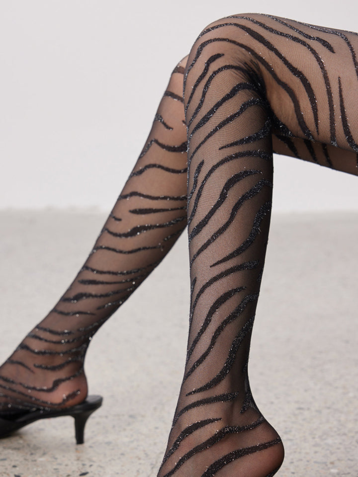 Zebra Desenli Şeffaf Tayt Siyah Tek Beden Kombin - SvelteChic