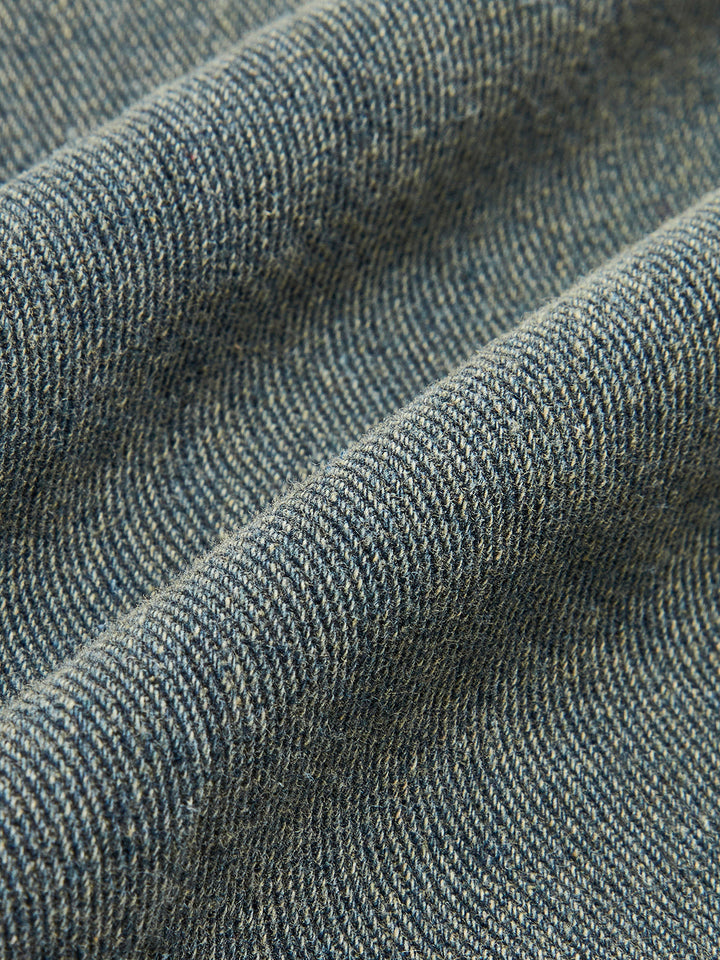 Vintage Kontrast Süslü Yaka Denim Ceket Koyu Kahverengi Uzun Kol Görsel 8 - SvelteChic