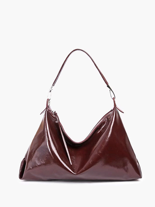 Zipli Yumuşak Hobo Çanta Bordo Suni Deri Detay Görünüm - SvelteChic
