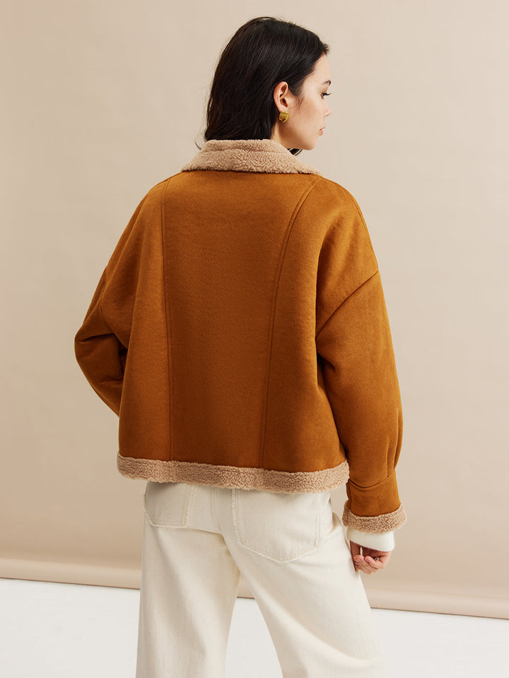 Boheme Minky Astarlı Süet Ceket Kahverengi Oversized Görsel 6 - SvelteChic