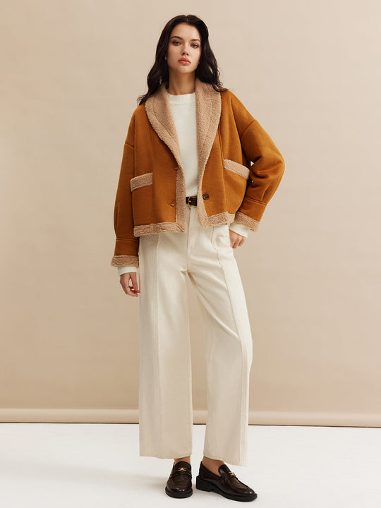 Boheme Minky Astarlı Süet Ceket Kahverengi Oversized - SvelteChic Kadın Giyim