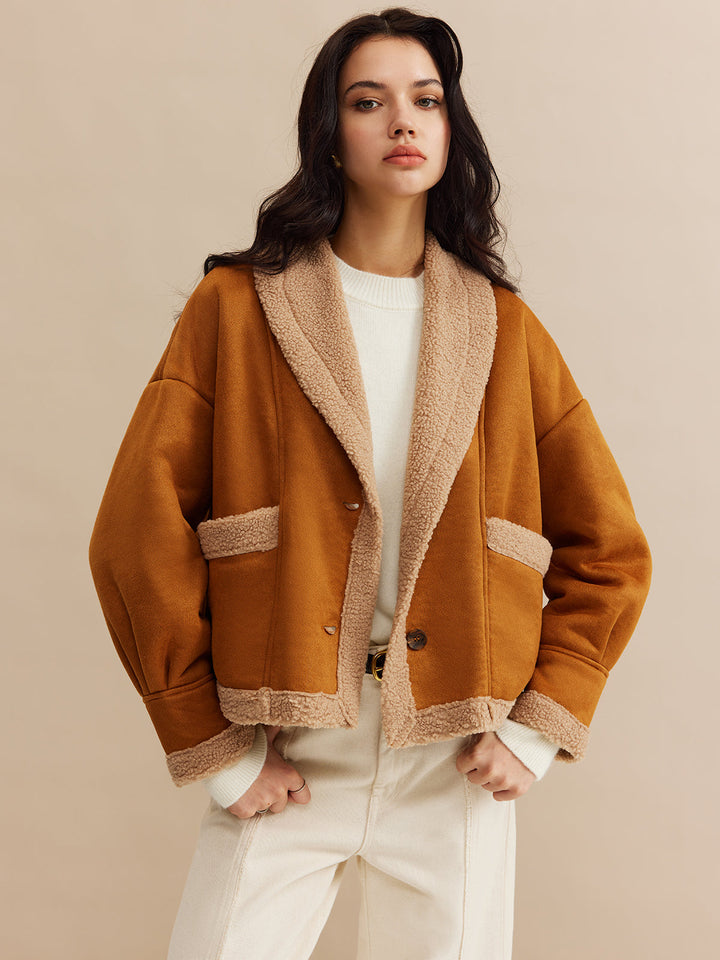 Boheme Minky Astarlı Süet Ceket Kahverengi Oversized Kombin - SvelteChic