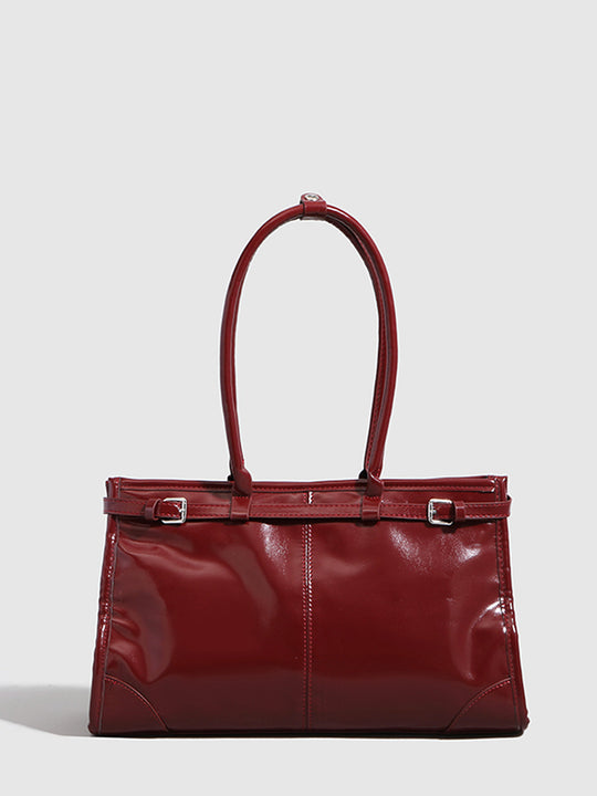 Minimalist Tote Çanta Bordo Taşınabilir Üst Kollu - SvelteChic Kadın Giyim