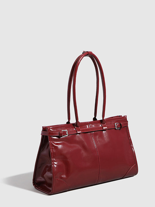 Minimalist Tote Çanta Bordo Taşınabilir Üst Kollu Detay Görünüm - SvelteChic