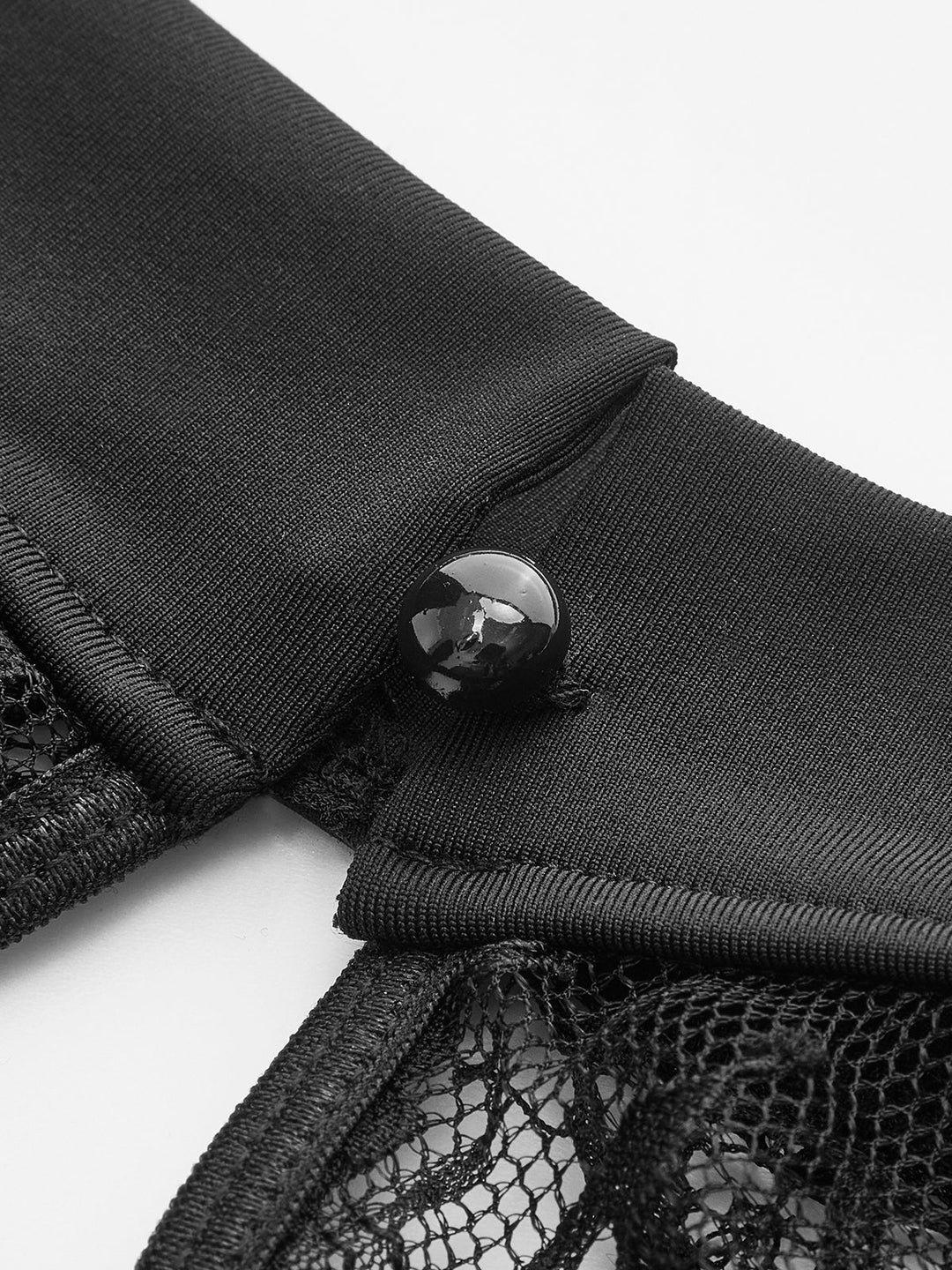 Kısa Kesim Dantel Panelli Korse Bluz Siyah Uzun Kollu Görsel 5 - SvelteChic