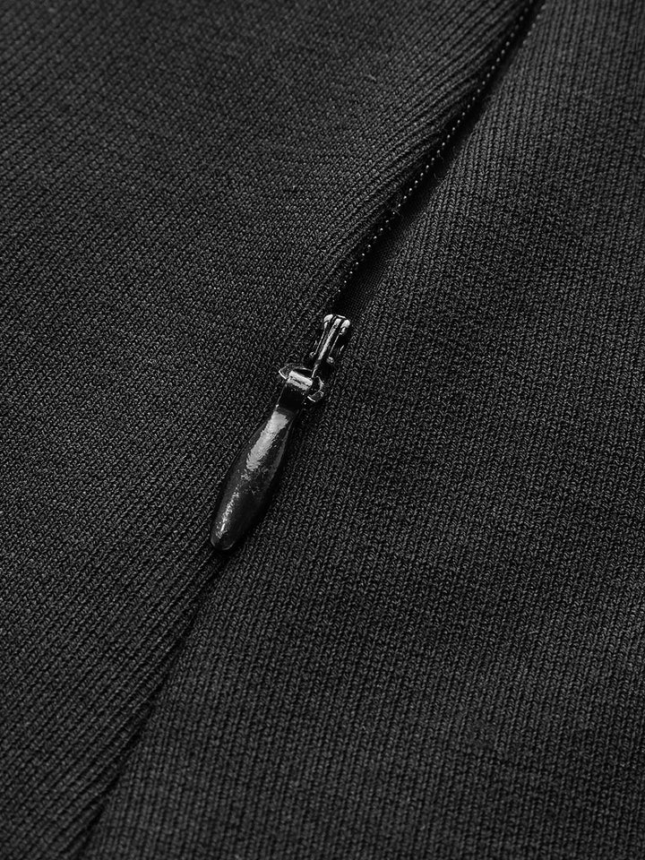 Yüksek Bel Kemerli Fermuarlı Jersey Şort Siyah Görsel 4 - SvelteChic
