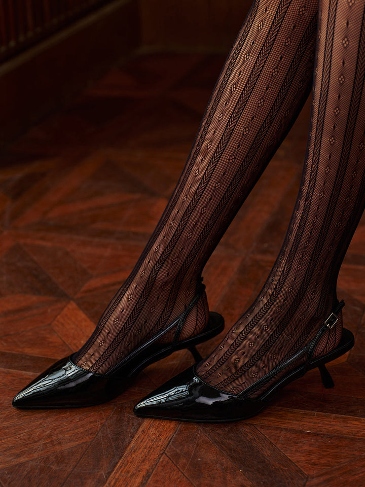 Slingback Topuklu Ayakkabı Sivri Burun 4cm Siyah - SvelteChic Kadın Giyim