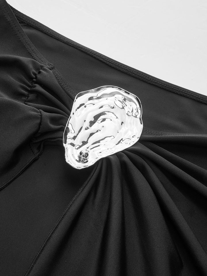 Metal Aksesuarlı Sarong Etek Siyah Jersey Görsel 7 - SvelteChic