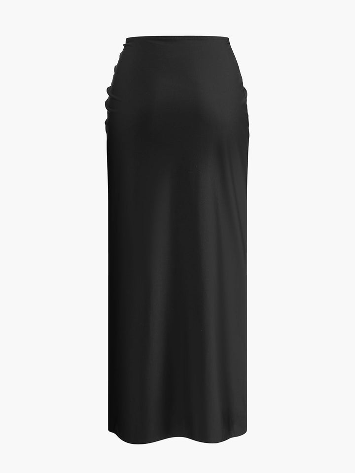 Metal Aksesuarlı Sarong Etek Siyah Jersey Görsel 6 - SvelteChic